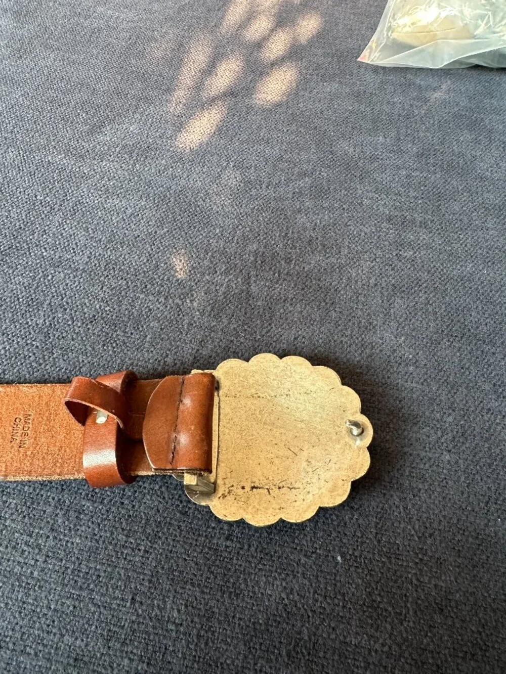 Ralph Lauren concho Tan Brown Leather Belt with Silver and Turquoise Buckle S
